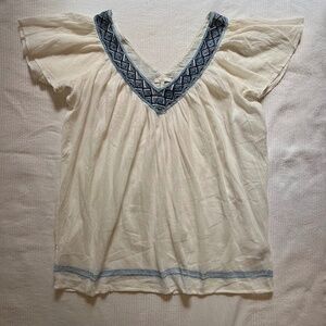 Joie 100% Cotton Ivory Embroided Blouse Top Size XS